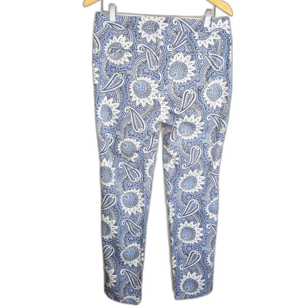 TALBOTS Chatham Ankle Pants Blue Paisley Size 6 Cotton Stretch Classic Workwear - Picture 3 of 8